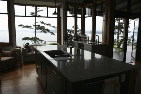 Kitchen of West Coast Home on Pender Island built by Dave Dandeneau of Gulf Islands Artisan Homes