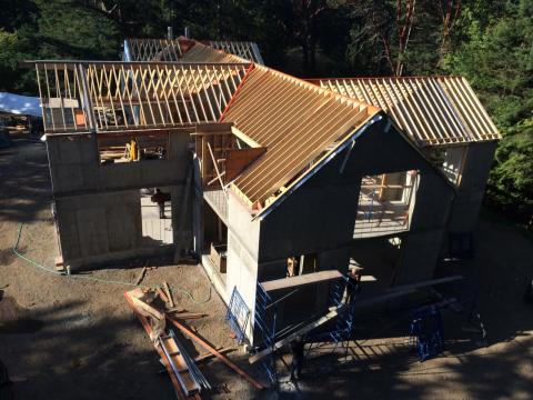 Roof Structure of a Contemporary West Coast House by Dave Dandeneau of Gulf Islands Artisan Homes
