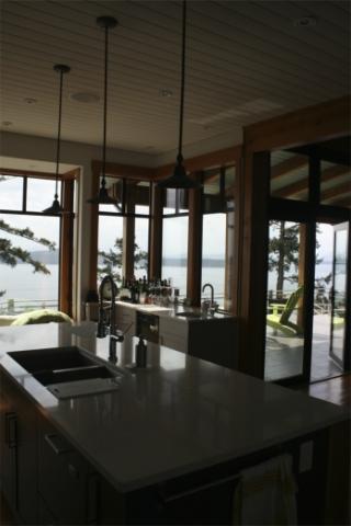 Kitchen Island West Coast Luxury Home on Pender Island built by Dave Dandeneau of Gulf Islands Artisan Homes