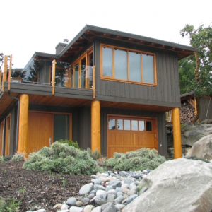Exterior Landscaping of West Coast Home on Pender Island built by Dave Dandeneau of Gulf Islands Artisan Homes