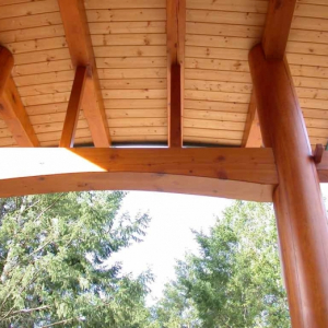Exterior Roof Wood Work of West Coast Home on Pender Island built by Dave Dandeneau of Gulf Islands Artisan Homes