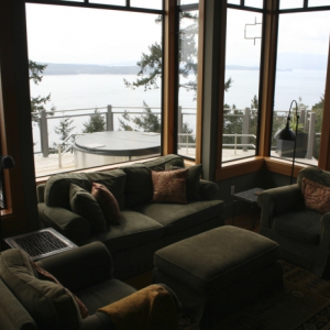 Sitting Room of West Coast Home on Pender Island built by Dave Dandeneau of Gulf Islands Artisan Homes