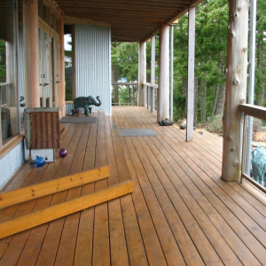 West Coast Home with extensive wooden decks on Pender Island built by Dave Dandeneau of Gulf Islands Artisan Homes