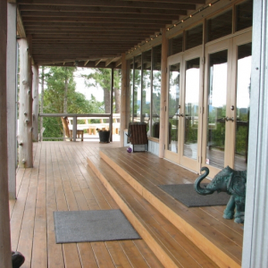 West Coast Home with extensive wooden decks on Pender Island built by Dave Dandeneau of Gulf Islands Artisan Homes