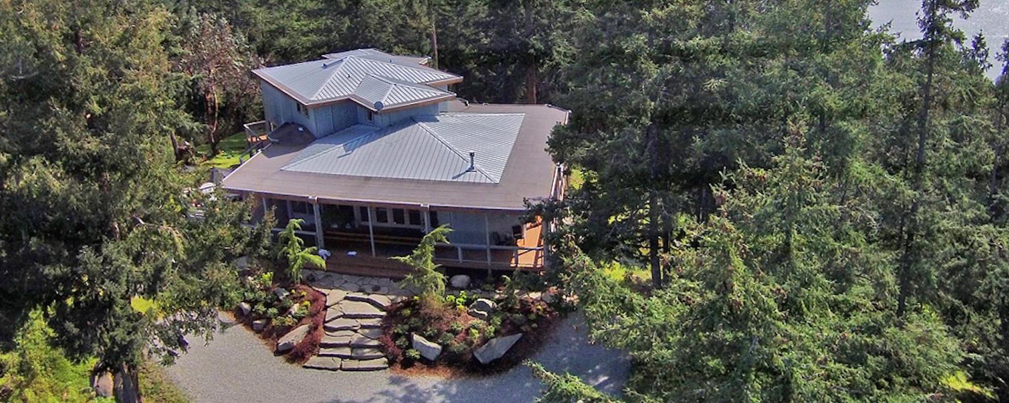 Aerial shot of McKinnon Road project - courtesy of Dockside Realty, Pender Island